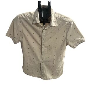 CACTUS MAN Ricky Singh Size S Ivory Anchor Button Up Short Sleeve Shirt Men's